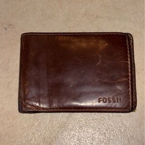 Fossil Men's Dark Brown Leather Bifold Wallet